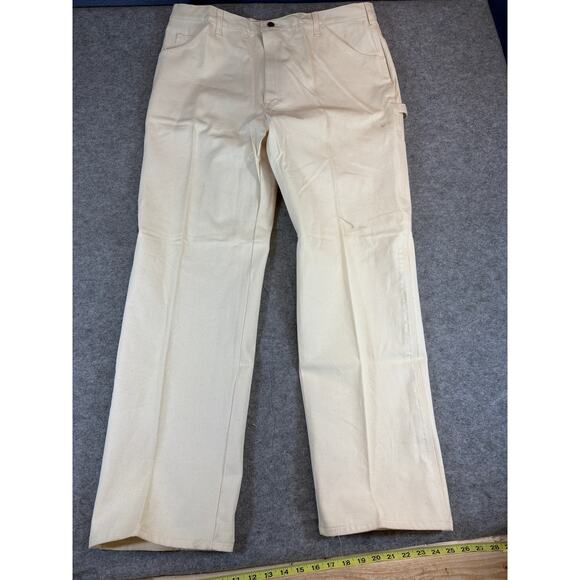 VINTAGE Dickies Painter Pants Mens 40x32 Cream Straight Leg Carpenter Workwear - Picture 1 of 7